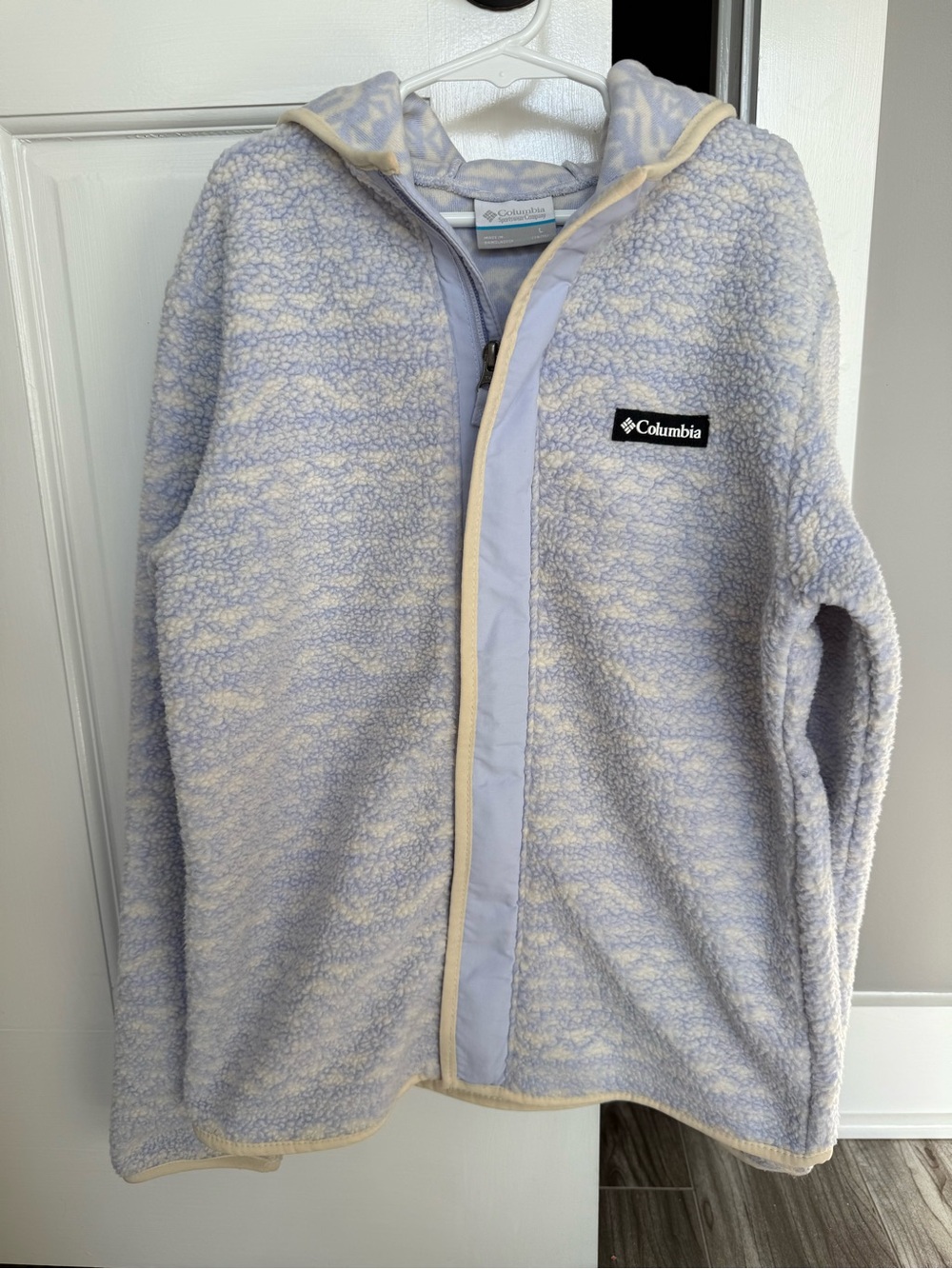 Columbia Kids Lavender and Cream Sherpa Hooded Jacket